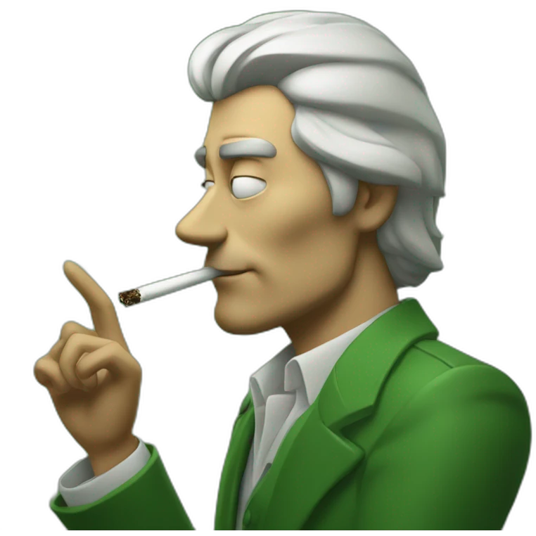 Man Smoking a green cigarette weary tiredeyes emoji