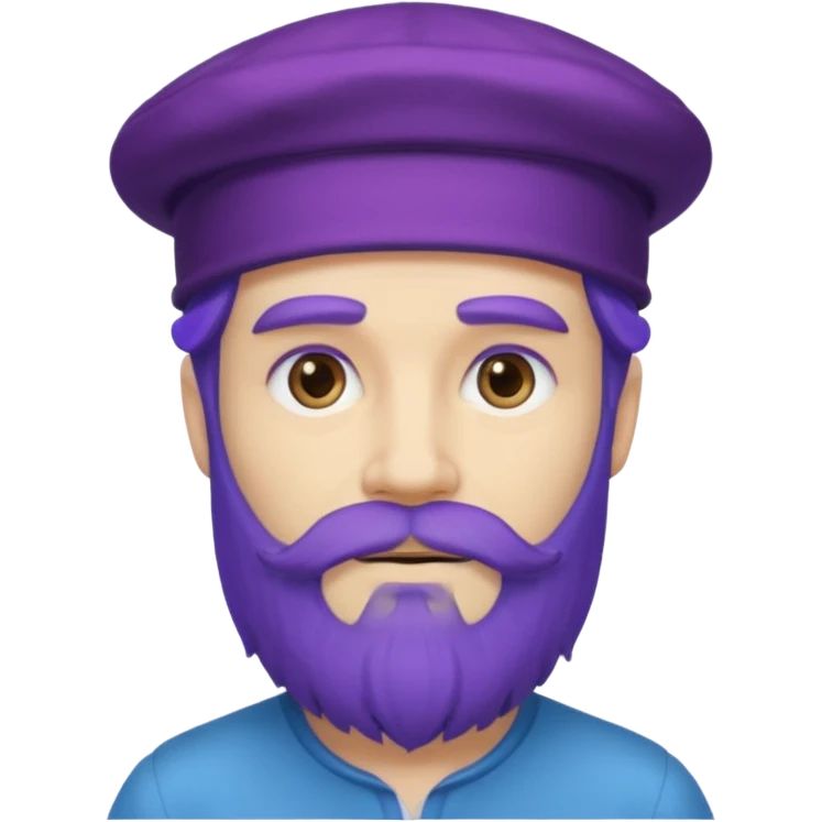 purple bearded, blue  long haired man with hat emoji