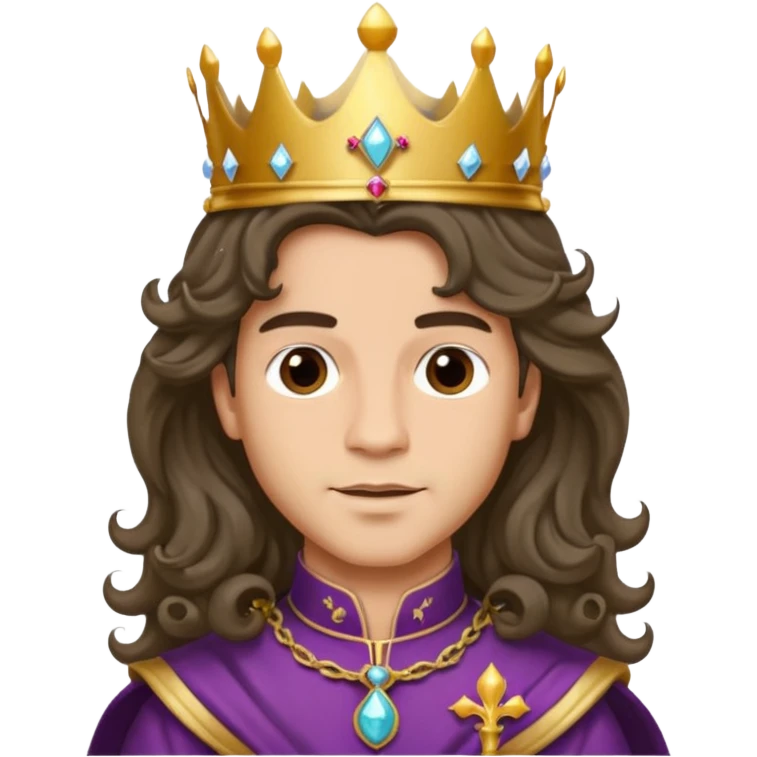 Princes with long glam curled hair, dark brown eyes, light skin tone.  emoji