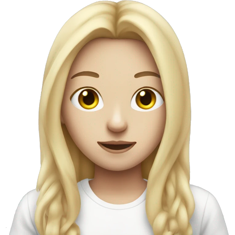 Light haired girl with white T-shirt and cat mask on emoji