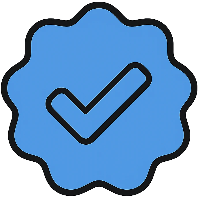 blue tick icon, 2D, simple, modern, suitable for verification badge emoji