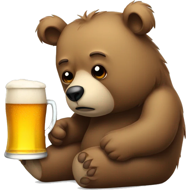 sad bear with beer emoji
