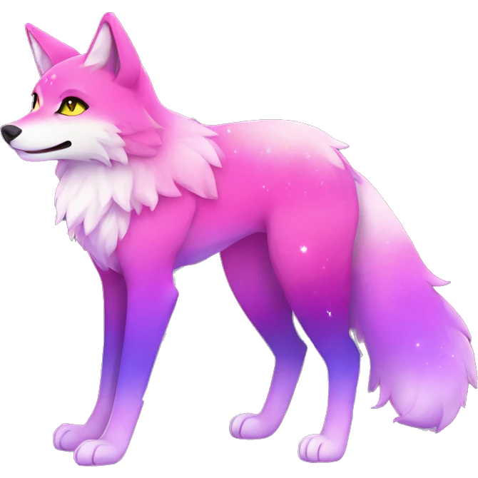 Colorful gradient-Sparkle-fox-wolf-cat-nebula-fursona full body emoji