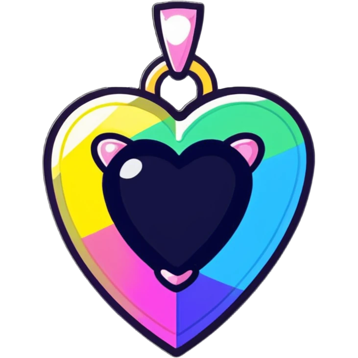 heart shaped mystic topaz holographic charm with rainbow sparkles emoji