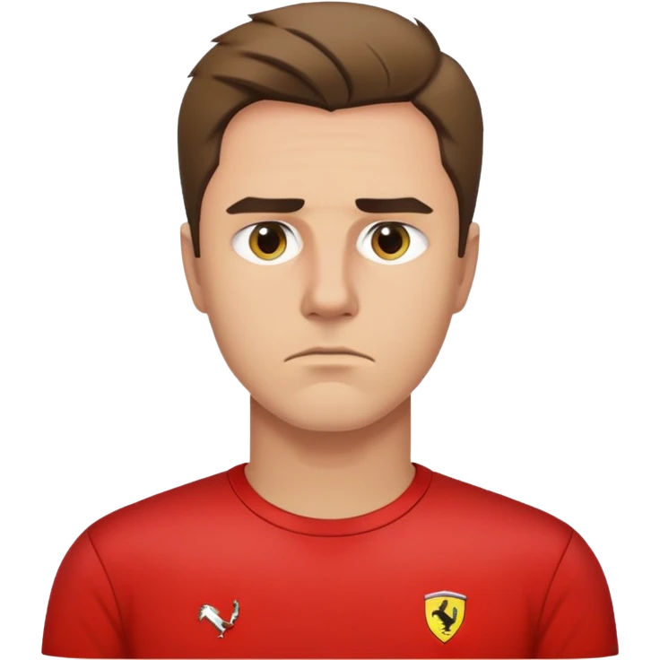 depressed man wearing a Ferrari t-shirt emoji