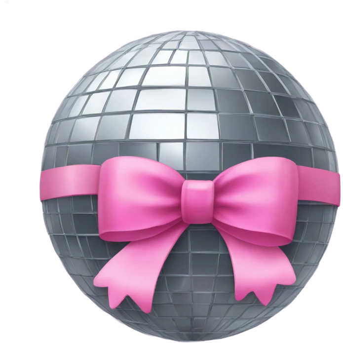 Disco ball with a pink bow on top emoji