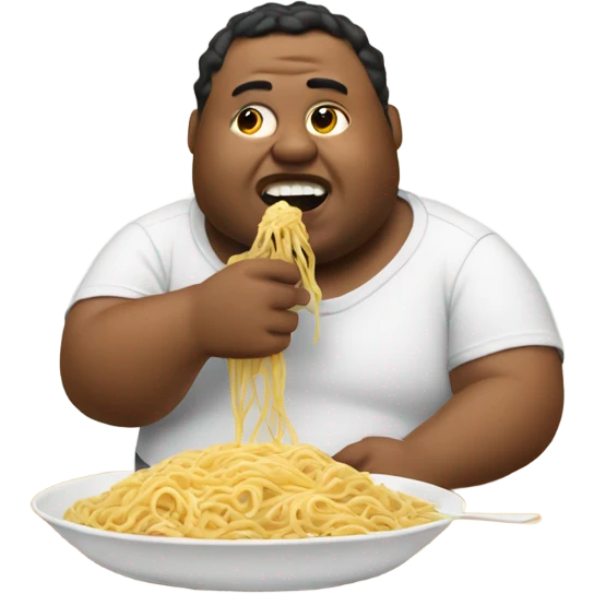 fat man eating noodles  emoji