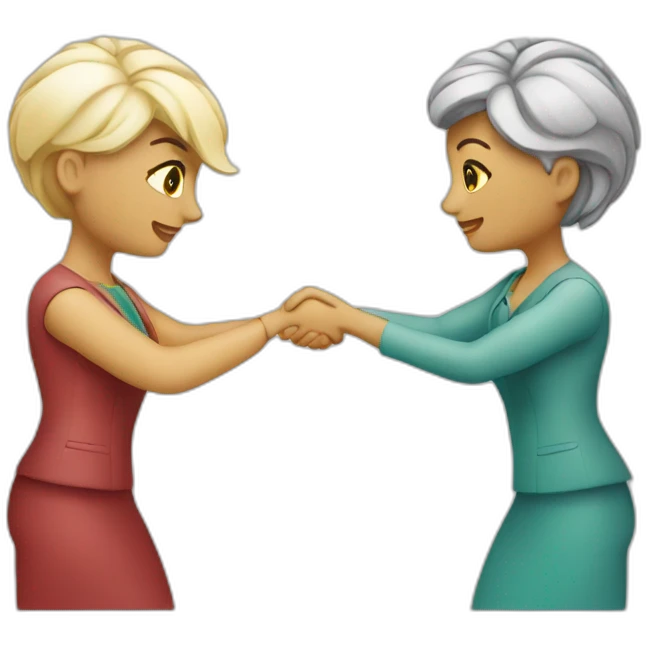 two white business women with different hair colors shaking hands emoji
