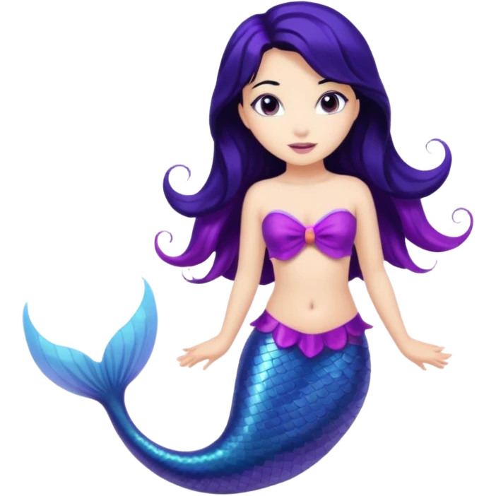 Mermaid with black hair and purple tail  emoji