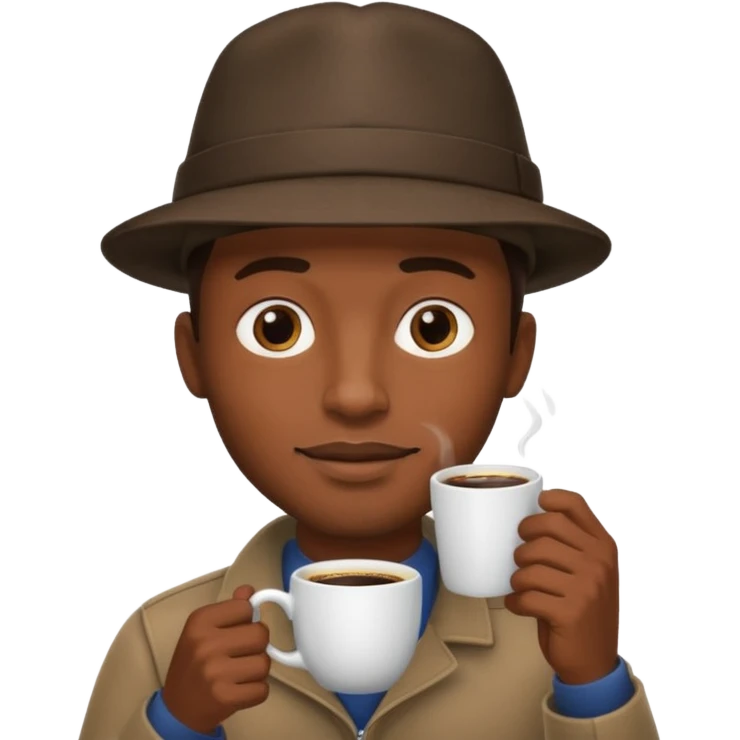 black man drinking coffee with hat emoji