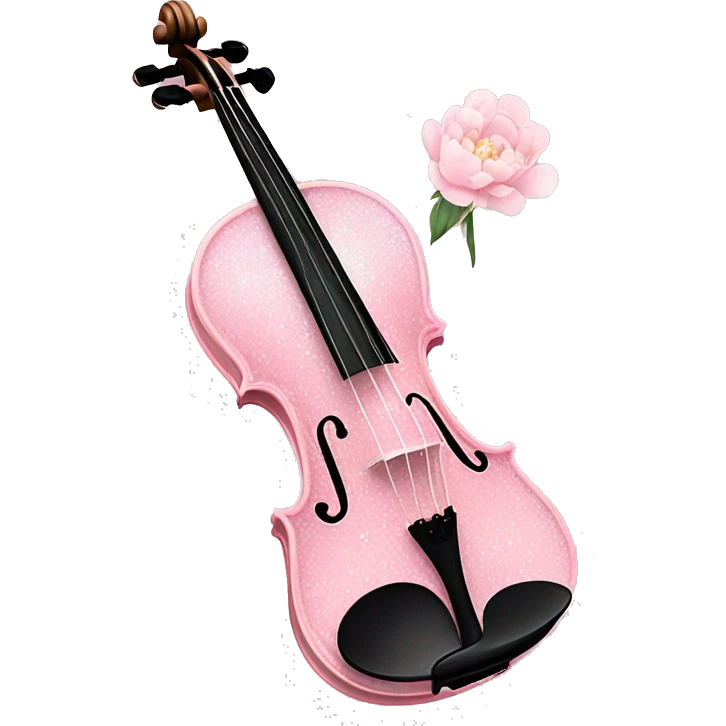soft pastel pink violin with peonies and glitter emoji