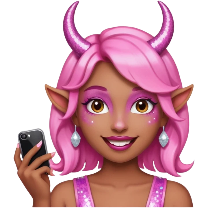 glitter pink girl naughty selfie glitter pink horns emoji