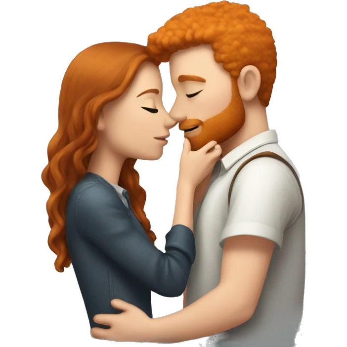 Ginger guy kissing brunette girl 😘 emoji