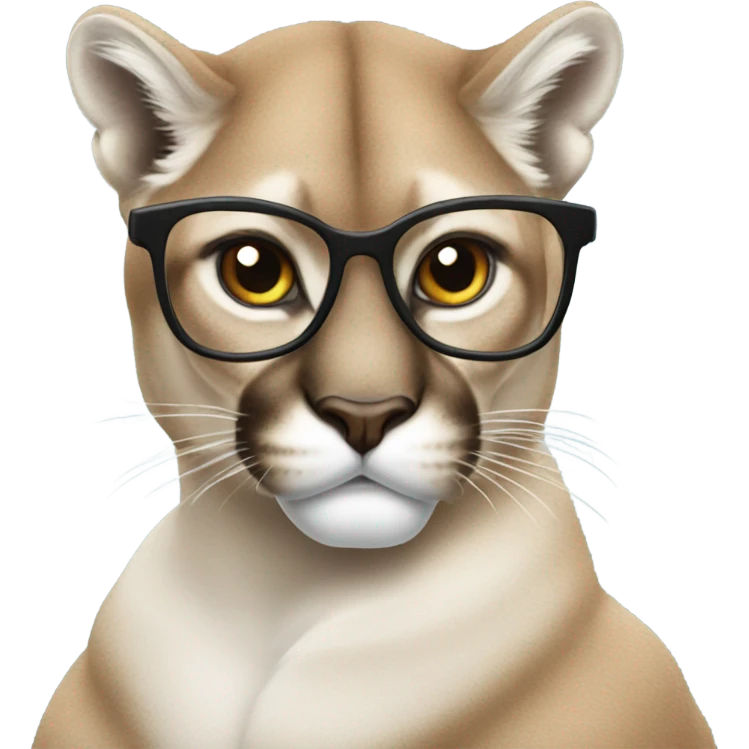 Cougar wearing glasses emoji