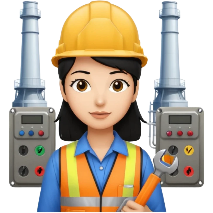 Electricity power employer at work with black hair emoji