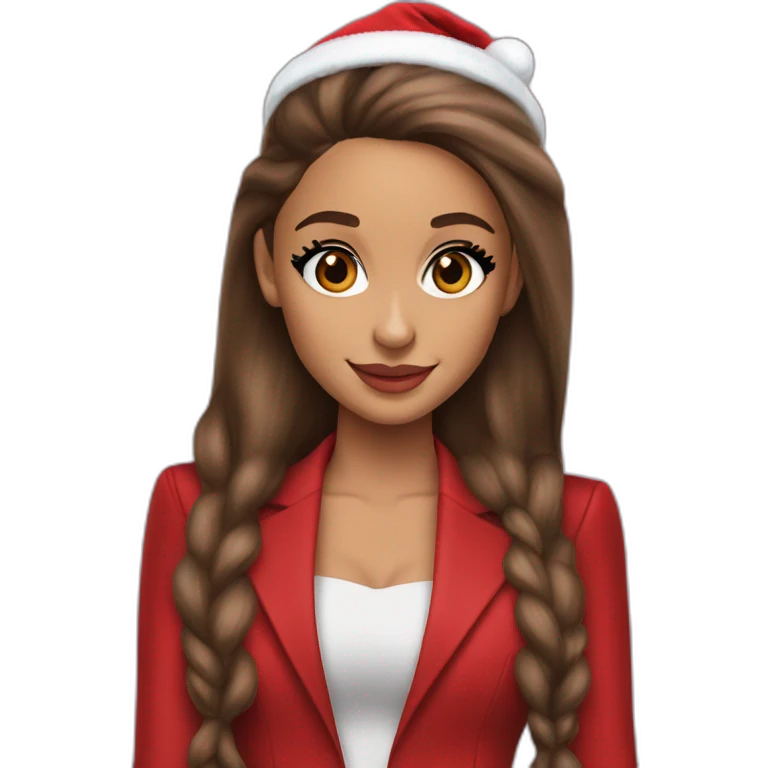 realistic ariana grande wearing a skinny christmas red suit emoji