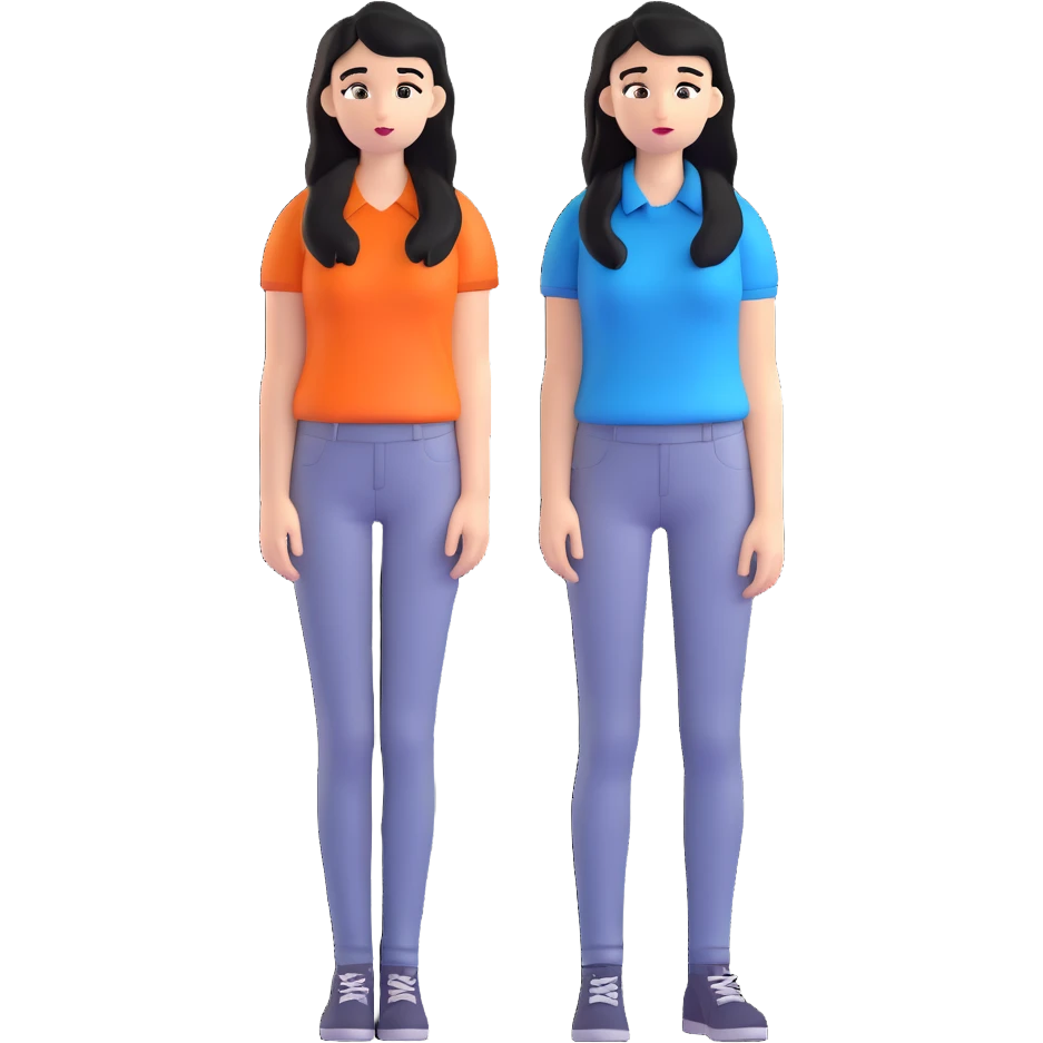 teenager girl with black long hair and blue shirt emoji