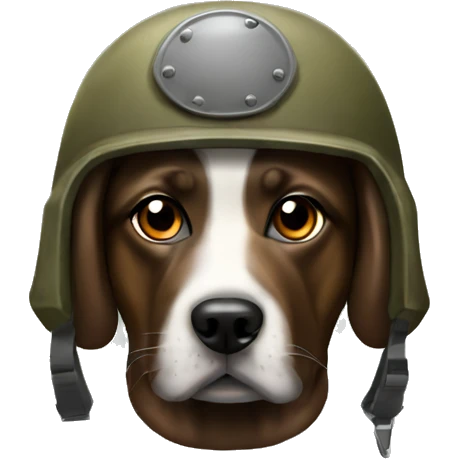 brindle dog military helmet emoji