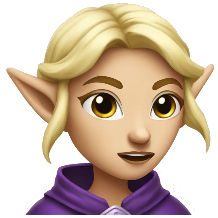 Noble female Elf with Elf ears and blonde hair and purple robes Angry angry angry expression emoji