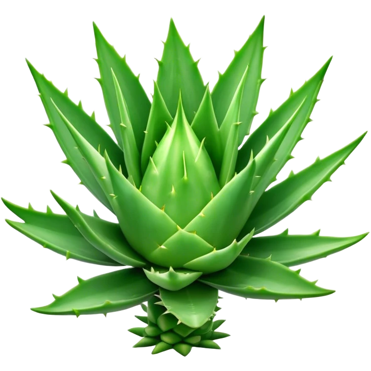 Cinematic Realistic Aloe Vera Emoji, Plump and succulent, with thick, fleshy leaves arranged in a star-like rosette. The vibrant green leaves have a slightly spiky texture, exuding a sense of resilience and healing. Soft glowing outline, capturing the essence of natural wellness and desert vitality in a flourishing aloe vera plant! emoji