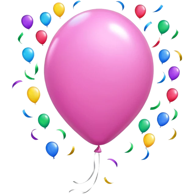 a pink balloon, confetti emoji