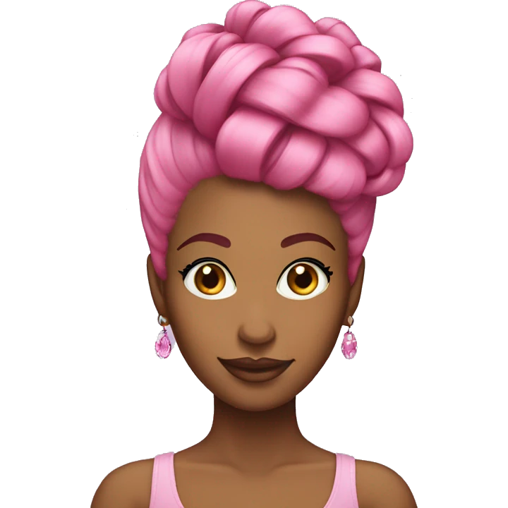 Pink up do hairstyle on African American woman  emoji