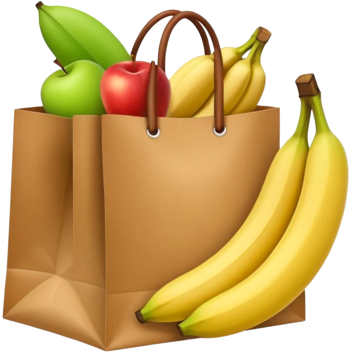1 bag and 1 food item eg banana and apple emoji