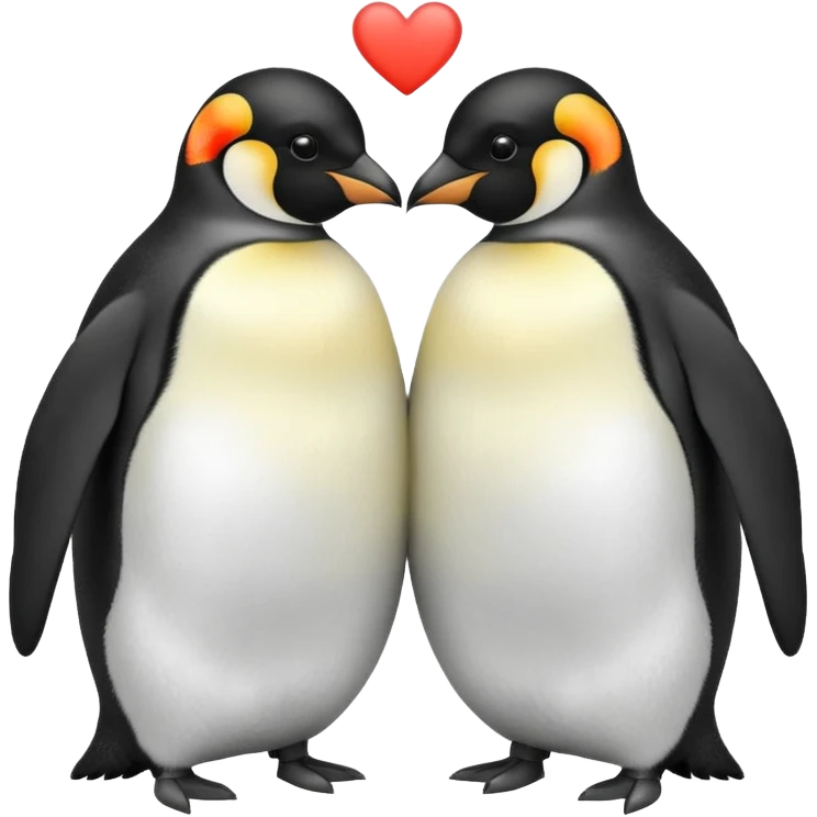 2 emperor penguins facing each other making a heart but no heart emoji emoji