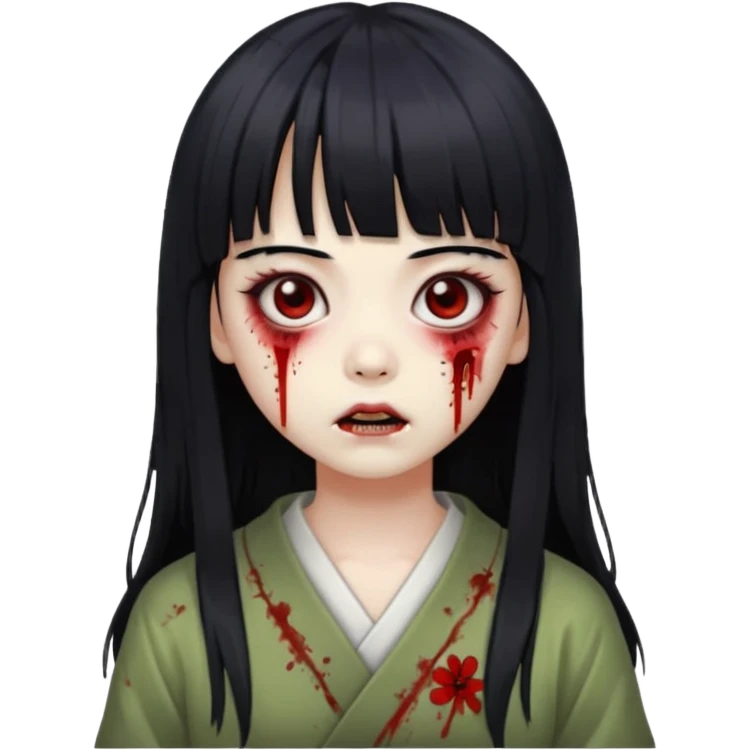 japonese zombie girl whit bangs and long black hair emoji