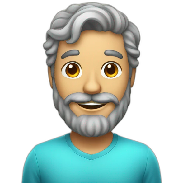 Emoji of a handsome Portuguese man of 35 years with a beard and a bright smile. emoji