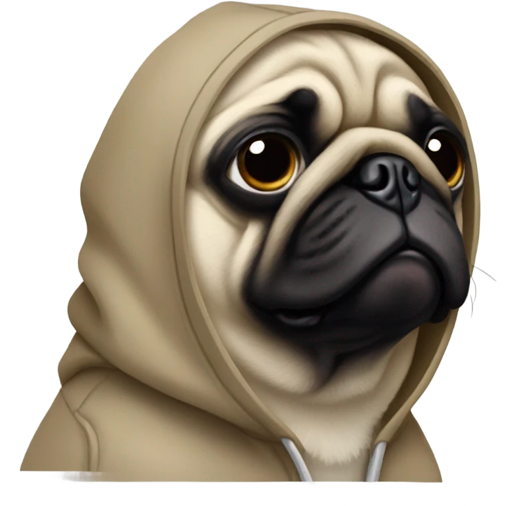 Pug wearing a hoodie emoji
