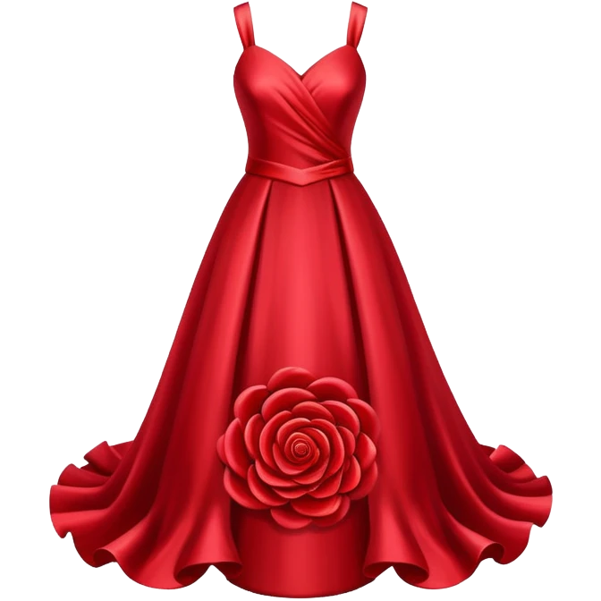 isolated realistic red silk gown with rosette, floating isolated emoji