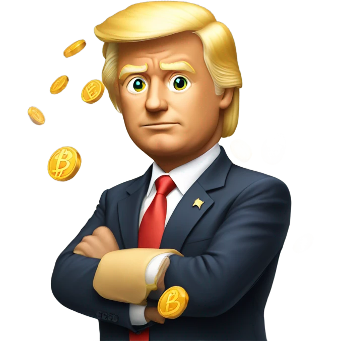 trump holding a bitcoin emoji