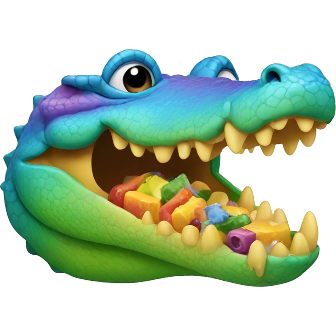 Rainbow crocodile eating  emoji