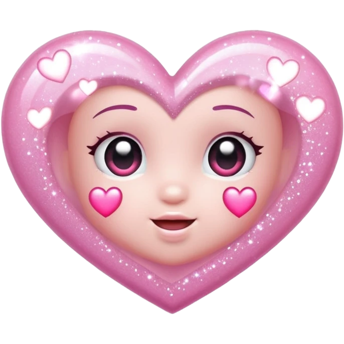 baby pink glitter sparkling shiny with heart shapes emoji