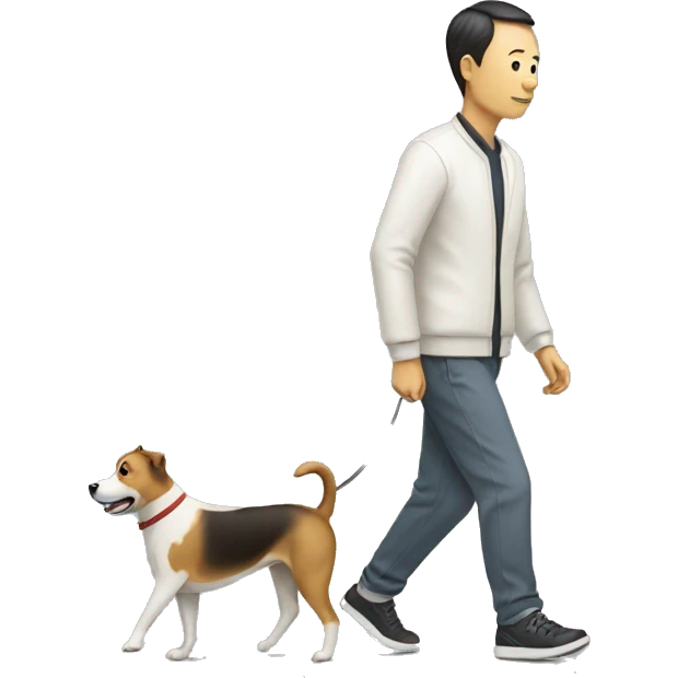 Chinese person walking a dog emoji