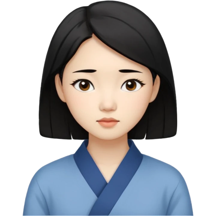 Korean woman, East Asian features,
female human face avatar only,
headshot portrait, face only,
thoughtful and calm expression, sensitive mood,
neutral face, minimal expression,
natural black hair, simple hairstyle,
clean background,
no clothes, no body, no accessories,
no cartoon, no fantas emoji
