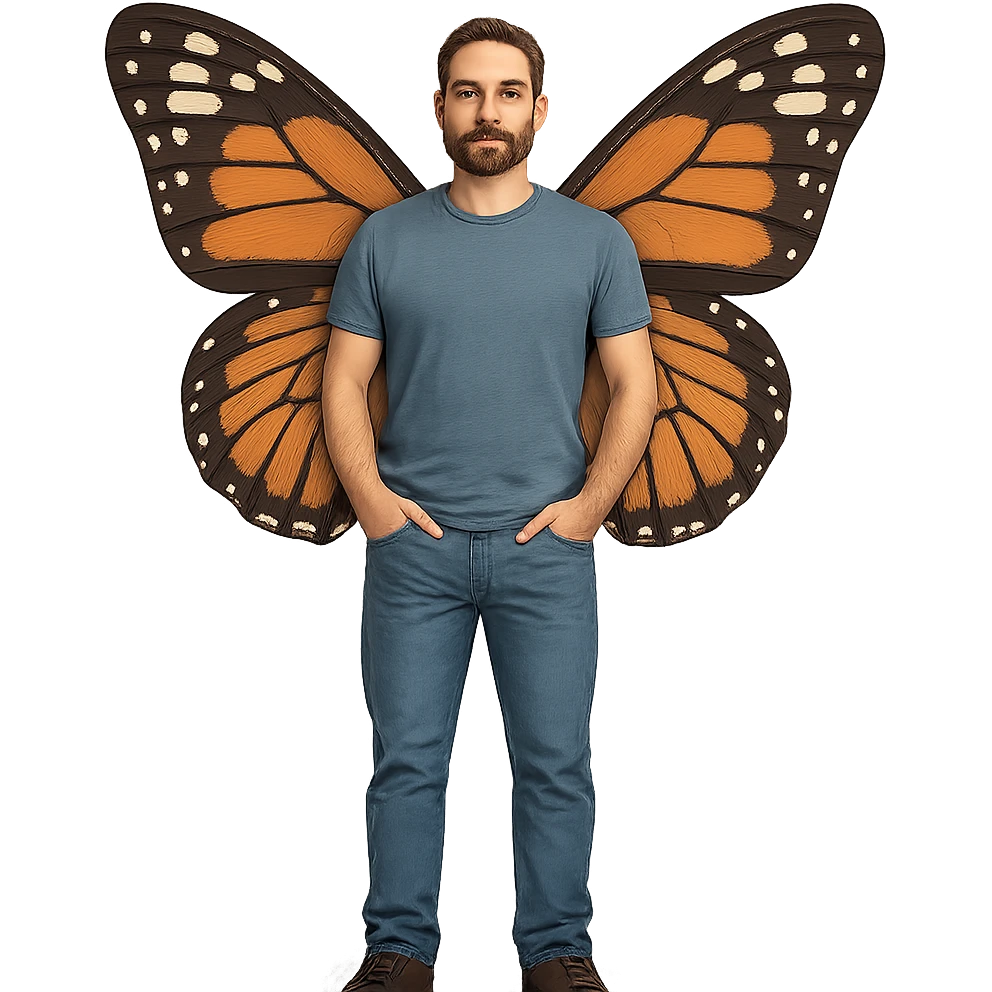 man with butterfly wings emoji