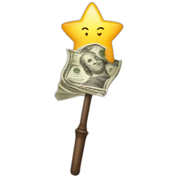 Magic wand with cash emoji