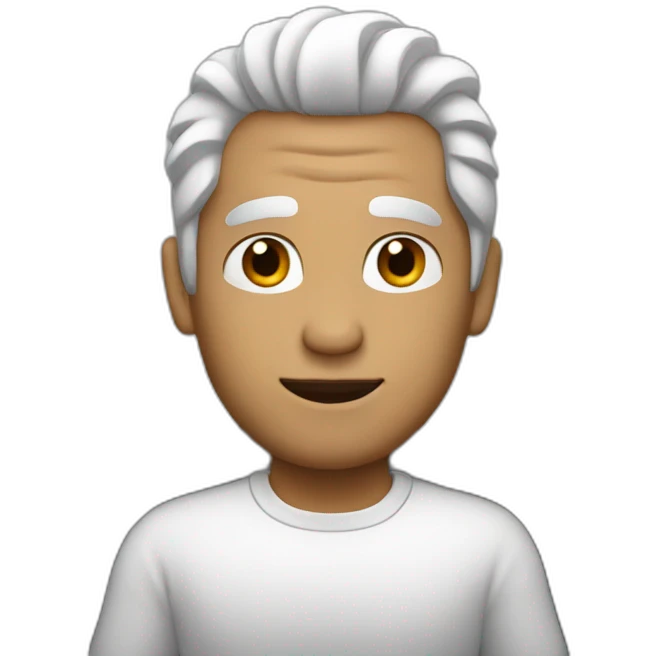 Man in car with half black and half white hair emoji