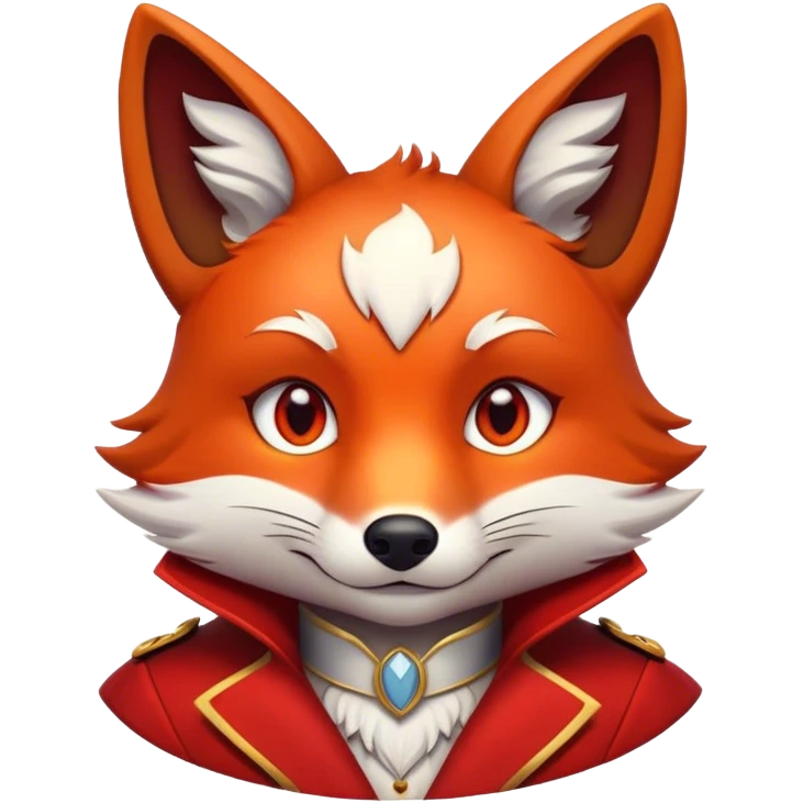 Cinematic Noble Fox Portrait Emoji, Poised and regal, with a lithe, agile build and a lush, fiery red coat accented by white markings on the chest and tip of the tail, deep-set soulful amber eyes, Simplified yet sharp and sophisticated features, highly detailed, glowing with a warm, dignified glow, high shine, intelligent and cunning, stylized with an air of wild elegance, focused and attentive, soft glowing outline, capturing the essence of a watchful and confident forest wanderer, so majestic it feels as though it could dash out of the screen with effortless authority! emoji