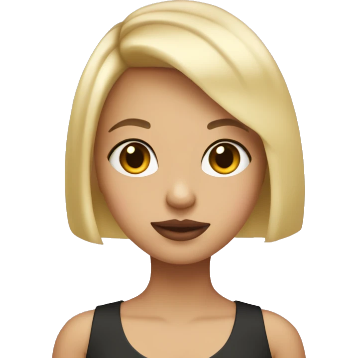 Girl with blonde bob cut and olive eyes with pink lips emoji