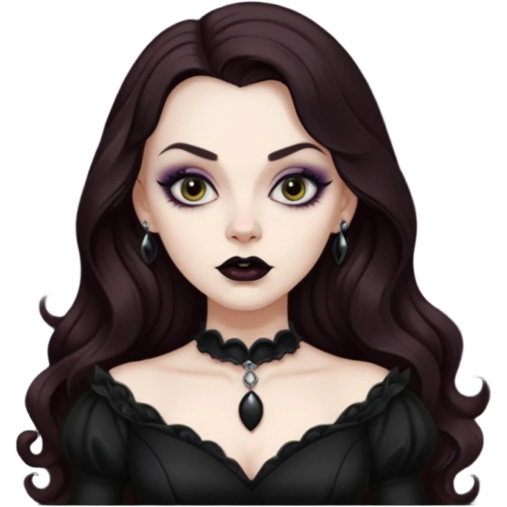 vampira cabelo ondulado longo marrom legal emoji