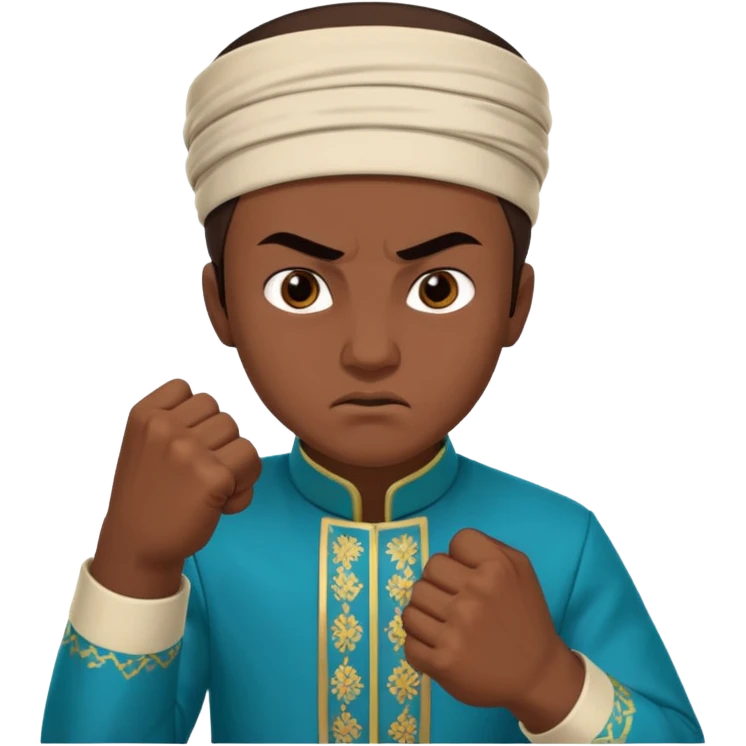 tatar young man with national outfit showing his fists angry emoji
