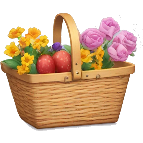picnic basket with flowers inside emoji