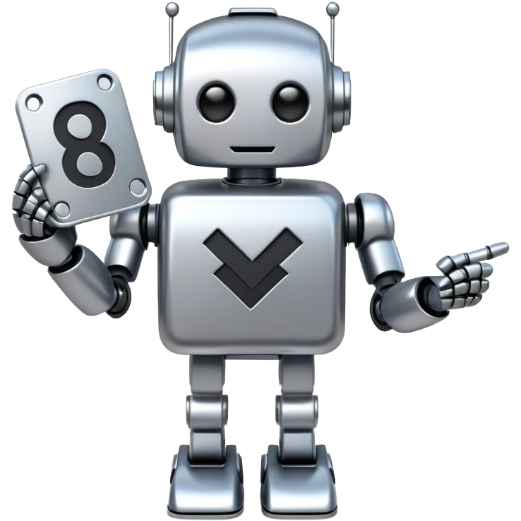 robot holding hashtag icon in hand emoji