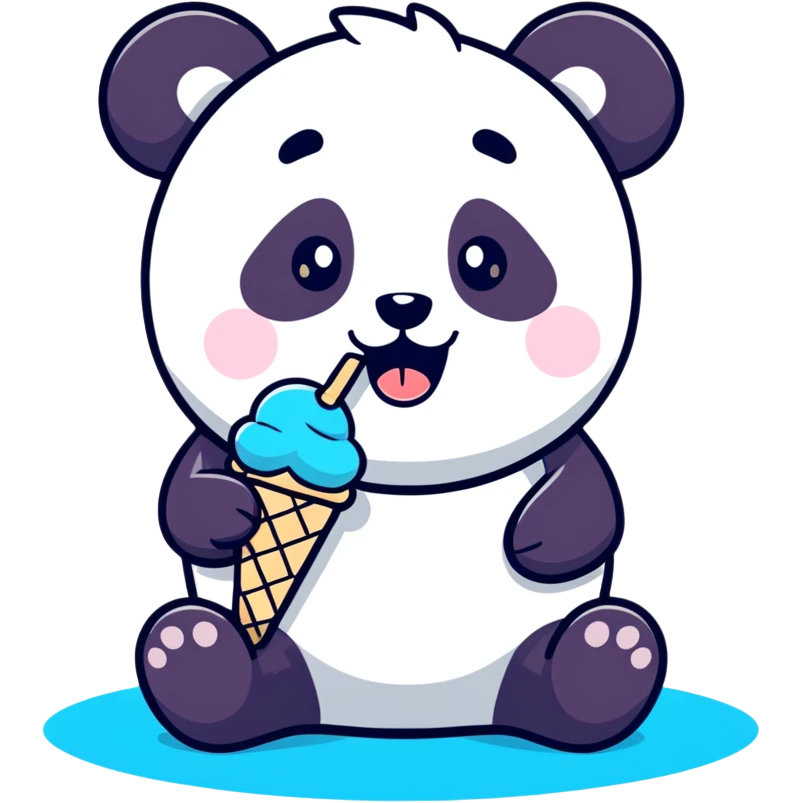 Panda eating ice cream emoji