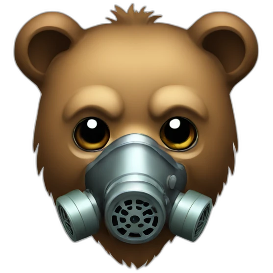 small Grizzly head with Gas mask emoji