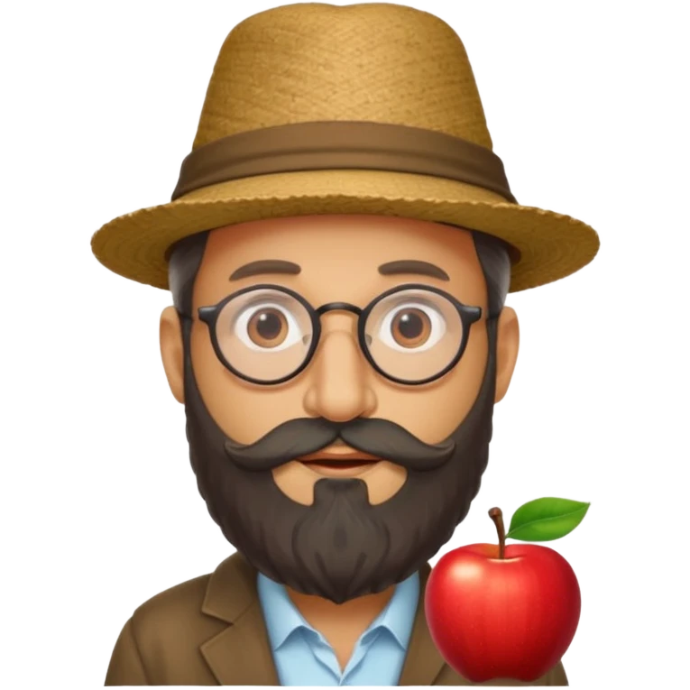 Apple emoji. Jew with payot, glasses, long beard, large nose, biber hat emoji