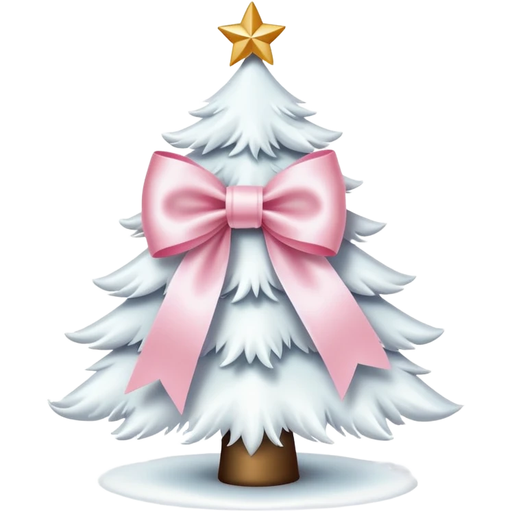 Cute light pink bow sitting on top of a white Christmas tree emoji